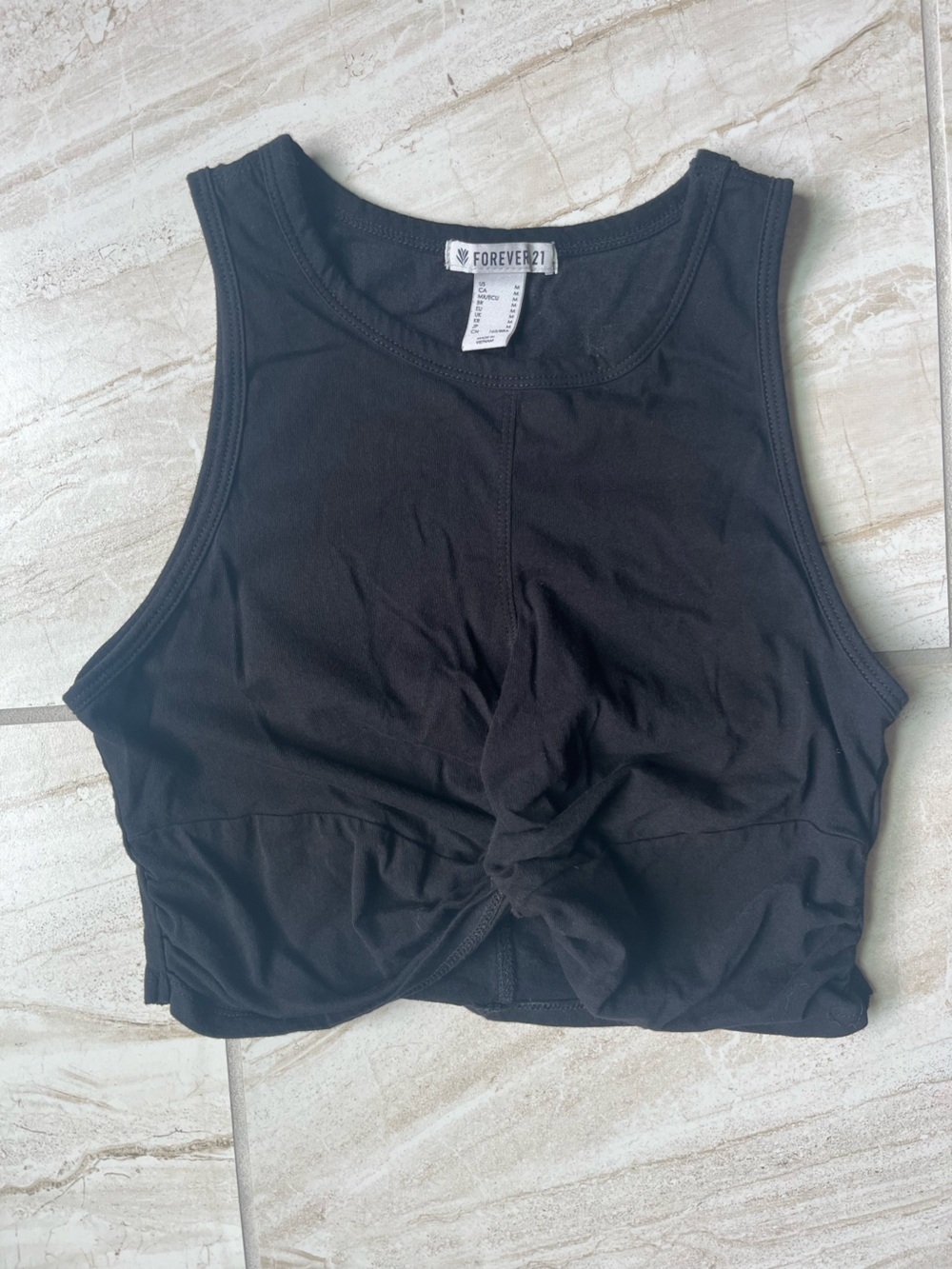 Forever 21 Black Sleeveless Twist Front Crop Top Size Small